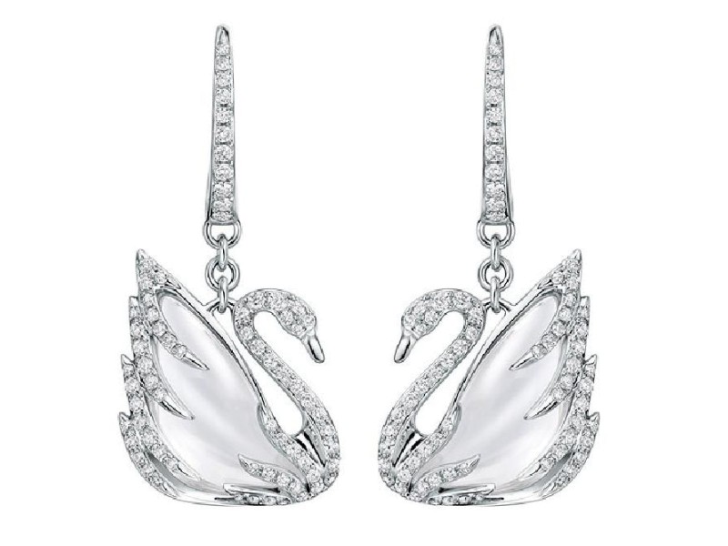 Swarovski White Faithful Swan Earrings