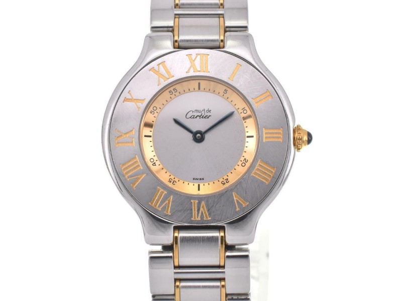 CARTIER Must21 SS Gold Plated Vantian Quartz Watch LXGJHW-658
