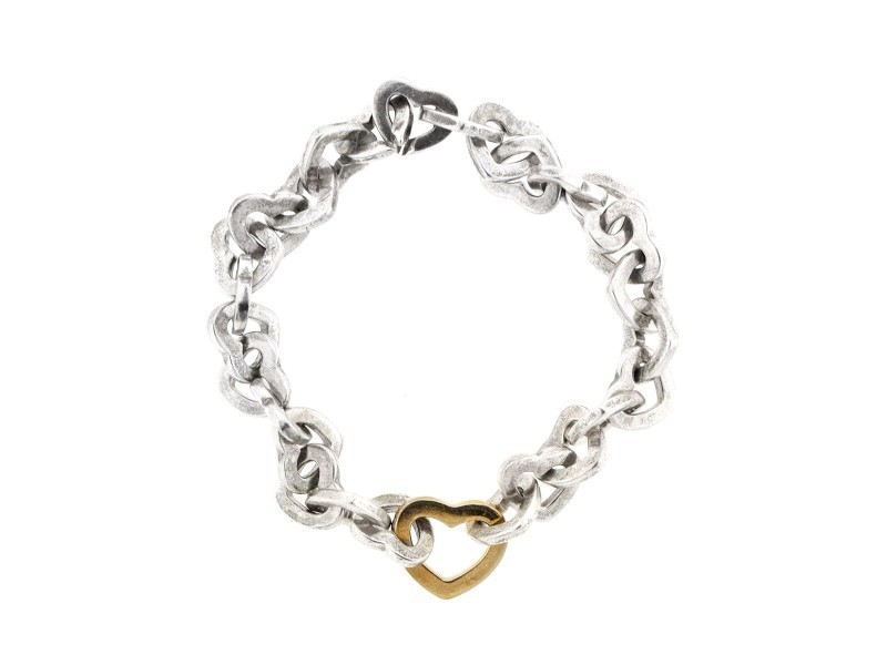 Tiffany & Co. 18K Yellow Gold & Sterling Silver Hearts Bracelet