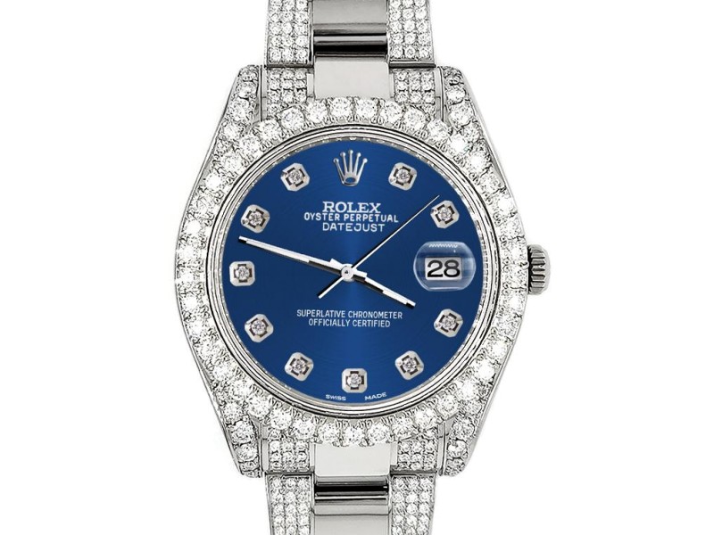 Rolex Datejust II 41mm Diamond Bezel/Lugs/Bracelet/Cobalt Blue Diamond Dial Steel Watch 116300