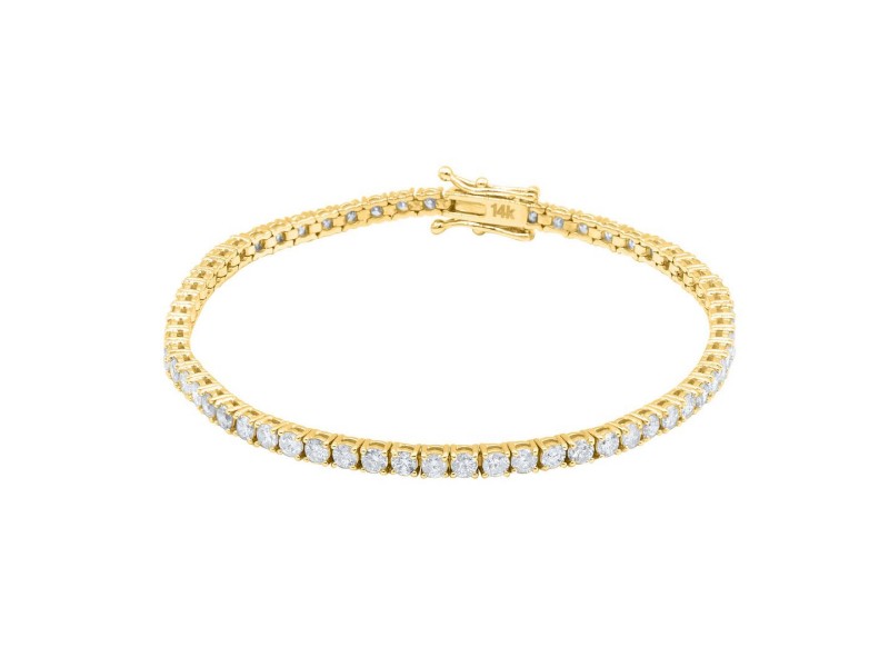 True 14k Yellow Gold 3.36ct Diamond Tennis Bracelet