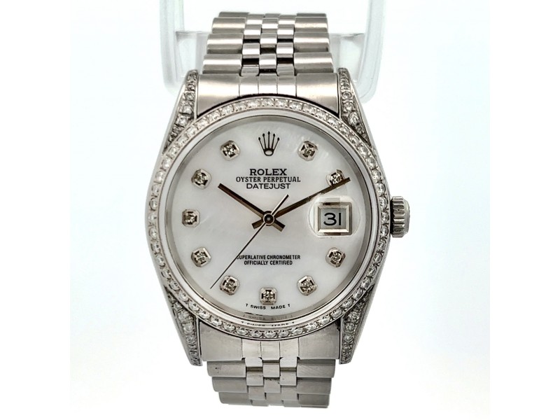 ROLEX Oyster Perpetual DATEJUST Automatic 34mm Steel Diamond Watch