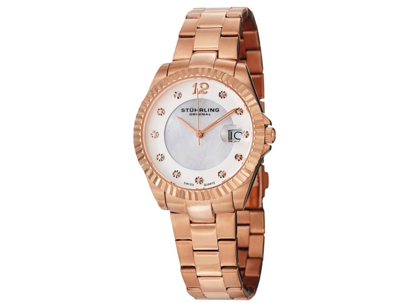 Stuhrling Clipper 498.11447 Rose-Tone Stainless Steel & MOP 35mm Watch