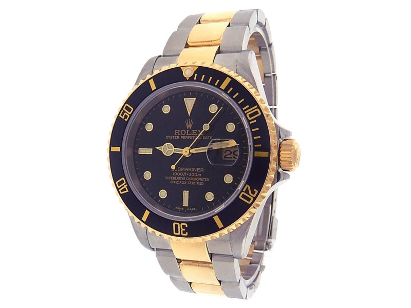 Rolex Submariner 16613 18K Yellow Gold & Stainless Steel Oyster Black Dial Automatic 40mm Men's Watch