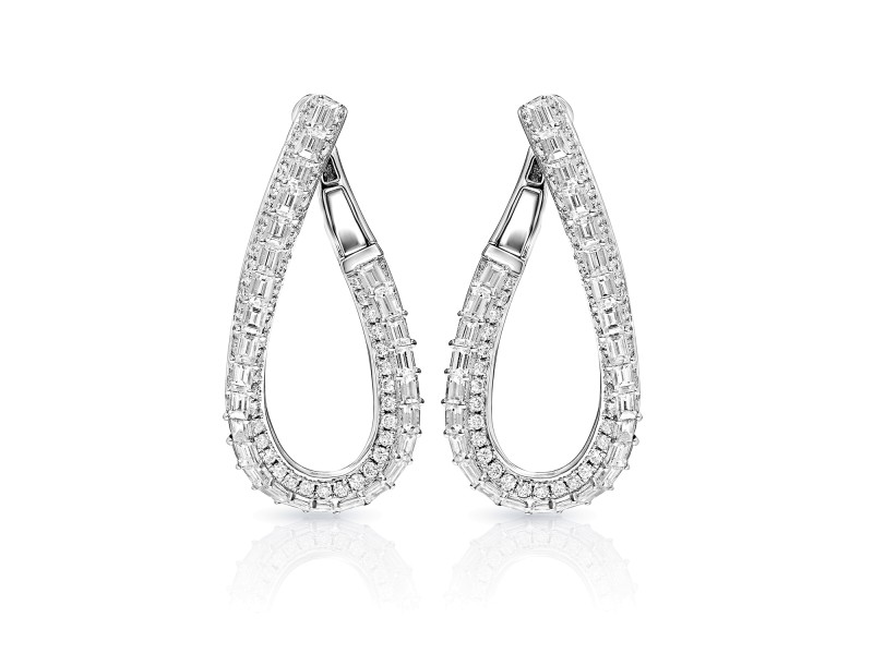 Hajar  Carat Diamond Hanging Earrings for Ladies in 18kt White Gold