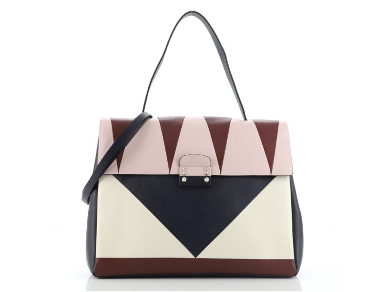 Valentino Colorblock Mime Top Handle Bag Leather Large