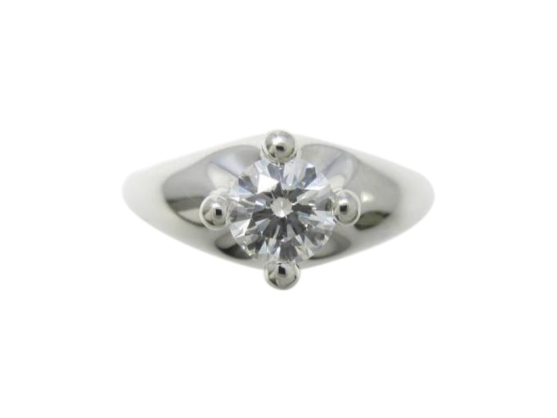 Bulgari 950 Platinum 0.43ct. Diamond Corona Ring Size 4.25