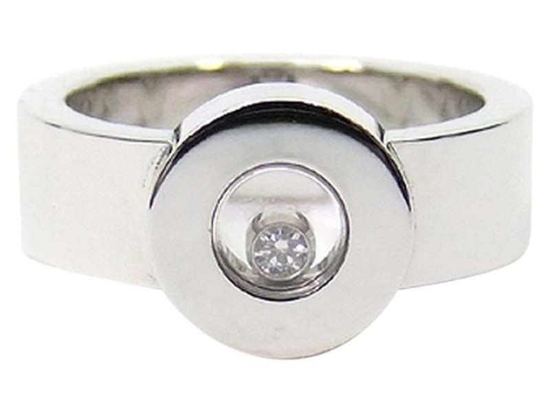 Chopard 18K White Gold Happy Diamond Icon Ring Size: 6