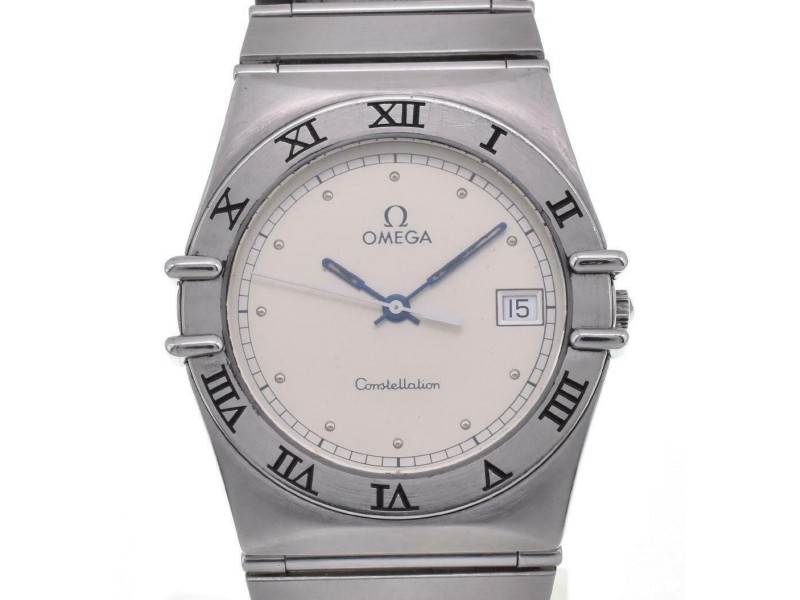 OMEGA Constellation Date stainless steel Silver Dial Quartz Watch 