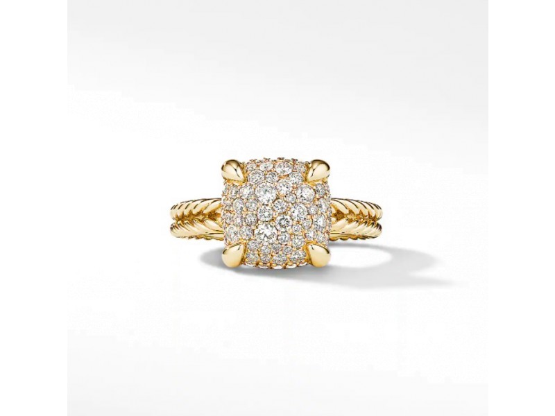 David Yurman Chatelaine Ring in 18K Yellow Gold with Full Pavé Diamonds