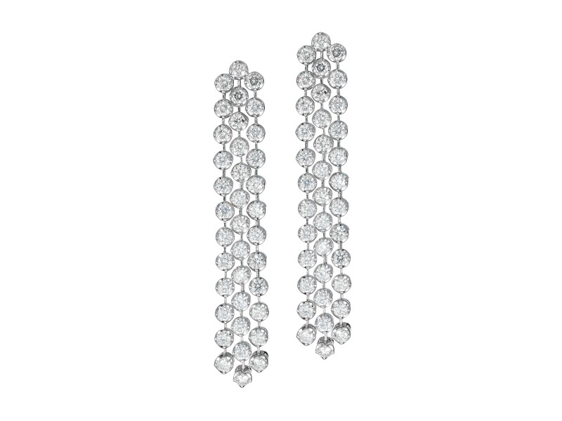 3-Strand Diamond 18K White Gold Earrings