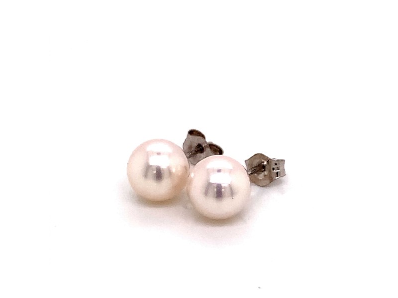 Akoya Pearl Earrings 14k White Gold 6.52 mm Certified $499  