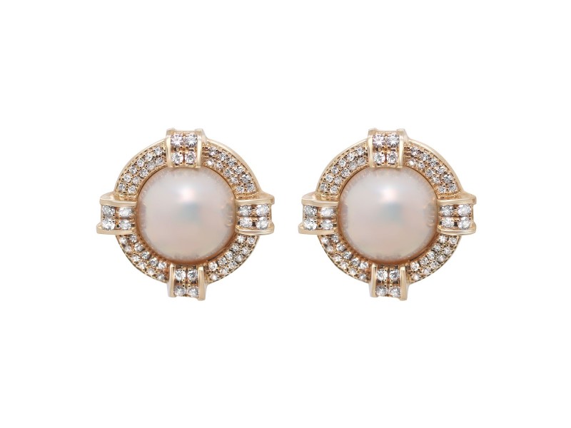 14k Yellow Gold Mabe Pearl Earrings