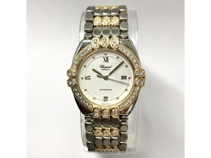 CHOPARD GSTAAD Automatic 32mm 18K Yellow Gold & Steel Ladies Diamond Watch