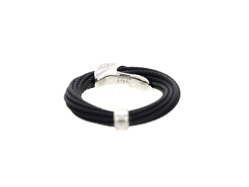 Alor 18K White Gold/Stainless steel & Black PVD cable RING