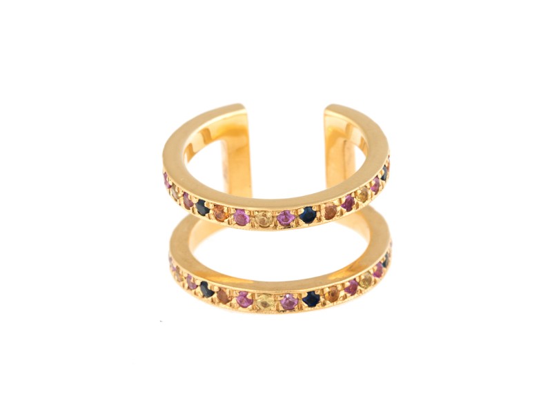 18K Yellow Gold Multicolored Sapphires Korali Ring