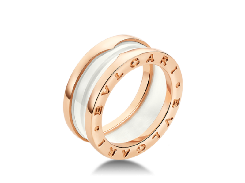Bulgari B. Zero 1 18K Rose Gold & White Ceramic Ring Size: 5.75