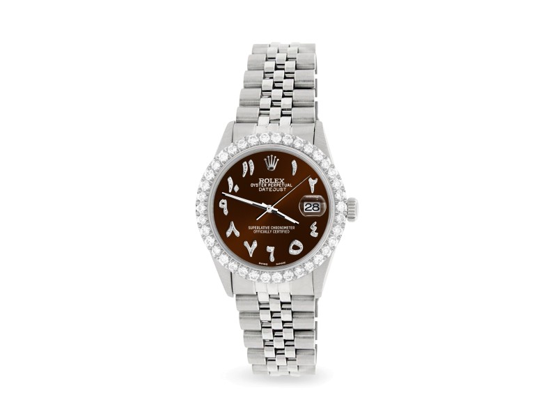 Rolex Datejust 36MM Steel Watch with 3.35CT Diamond Bezel/Chocolate Diamond Arabic Dial