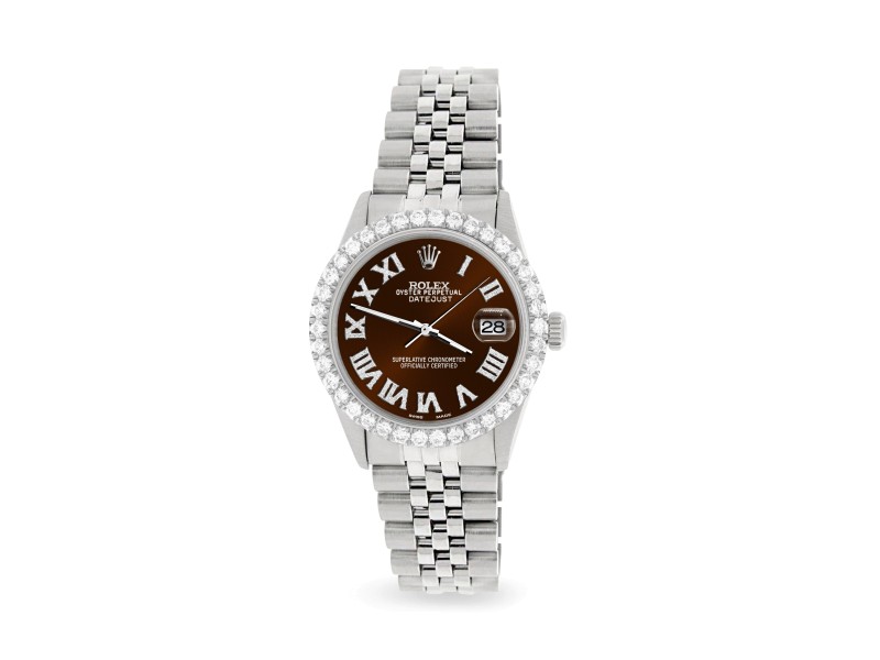 Rolex Datejust 36MM Steel Watch with 3.3CT Diamond Bezel/Chocolate Diamond Roman Dial