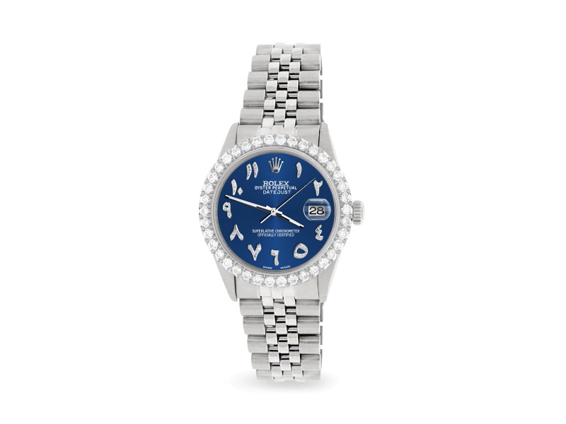 Rolex Datejust 36MM Steel Watch with 3.35CT Diamond Bezel/Cobalt Blue Diamond Arabic Dial