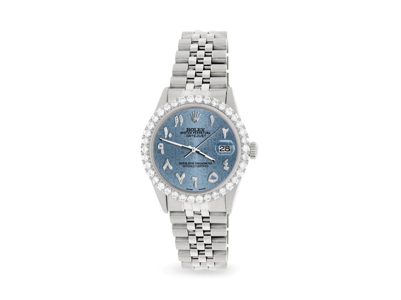 Rolex Datejust 36MM Steel Watch with 3.35CT Diamond Bezel/Ice Blue Jubilee Diamond Arabic Dial