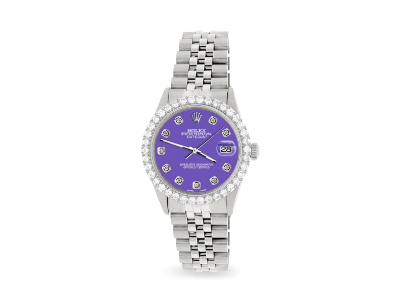 Rolex Datejust 36MM Steel Watch with 3.05Ct Diamond Bezel/Lavender Diamond Dial