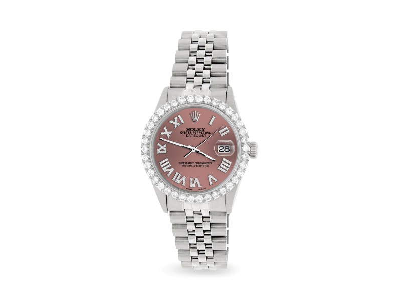 Rolex Datejust 36MM Steel Watch with 3.3CT Diamond Bezel/Salmon Diamond Roman Dial