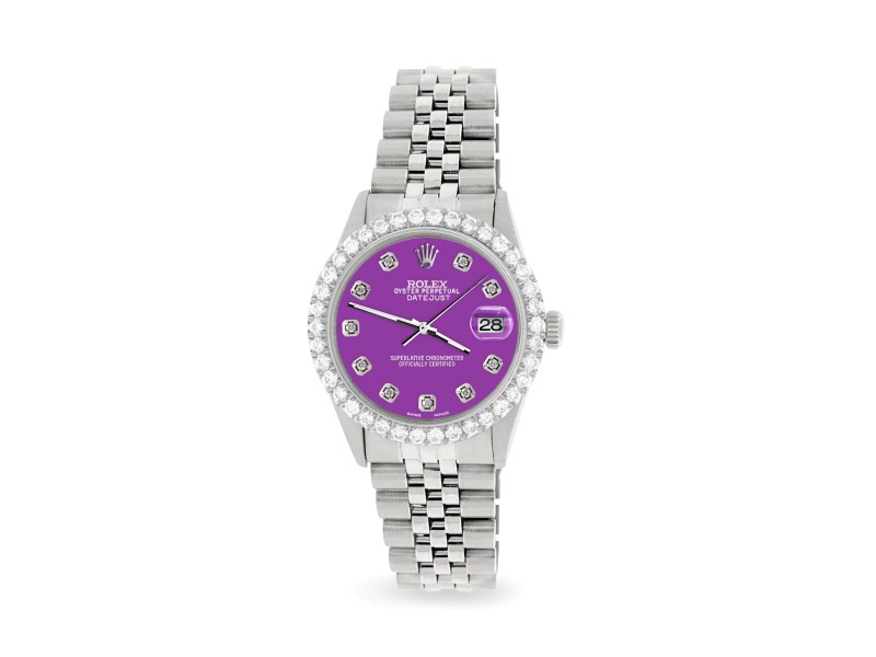 Rolex Datejust 36MM Steel Watch with 3.05Ct Diamond Bezel/Sangria Diamond Dial