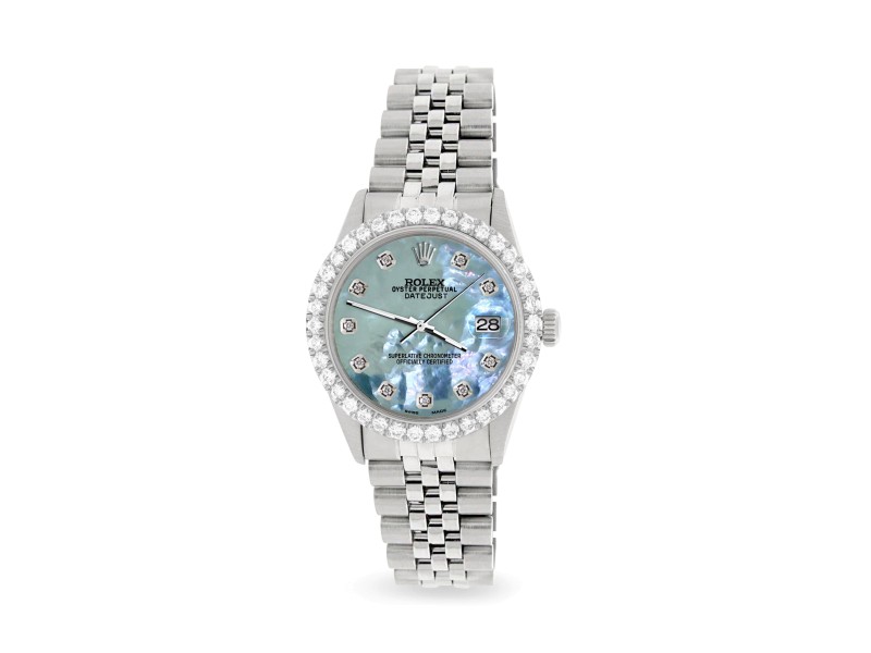Rolex Datejust 36MM Steel Watch with 3.05Ct Diamond Bezel/Tahitian Blue Diamond Dial