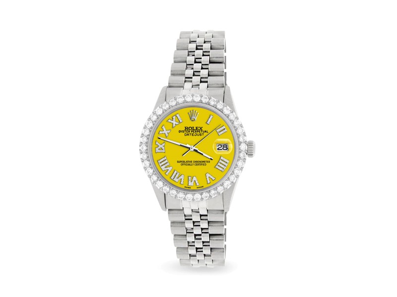 Rolex Datejust 36MM Steel Watch with 3.3CT Diamond Bezel/Yellow Diamond Roman Dial