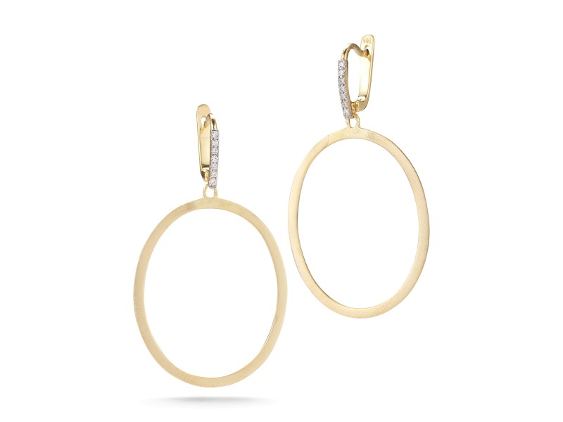 Yellow Gold Satin-finish Oval-shaped Earrings