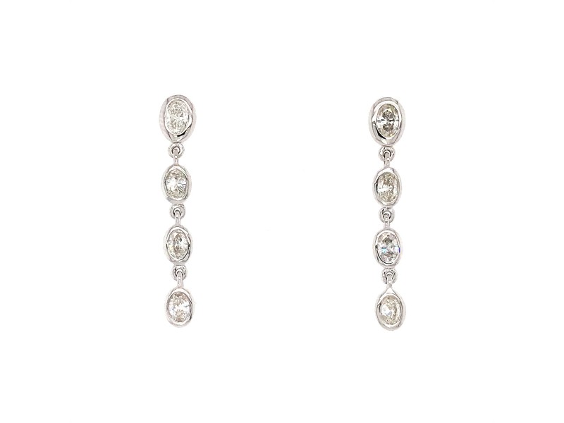 FAB DROPS 14K White Gold Oval Diamond Drop Earrings