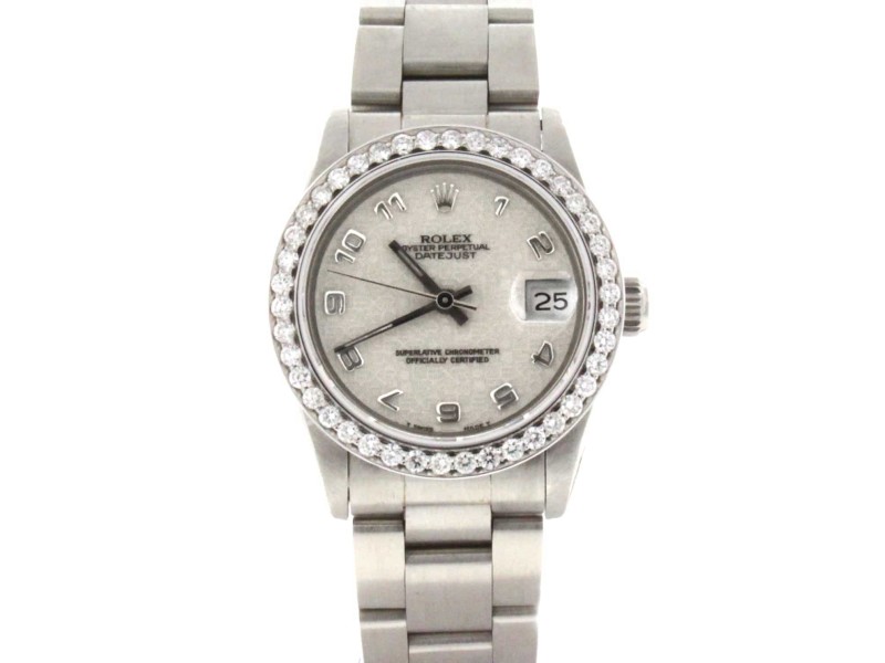 Rolex Datejust Midsize 31MM Jubilee Arabic Dial Steel Watch w/Diamond Bezel 68240