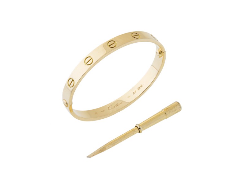 Cartier Love Bracelet Yellow Gold Old Screw size 16 with screwdriver and Papers