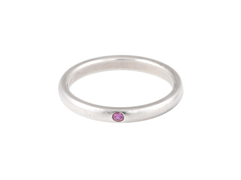 Tiffany & Co. Elsa Peretti Sterling Silver Pink Sapphire Ring Size 9
