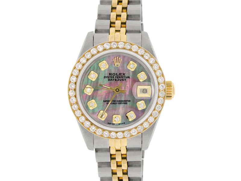 Rolex Datejust Ladies 2-Tone 18K Gold/SS 26mm Watch with Tahitian MOP Dial & Diamond Bezel