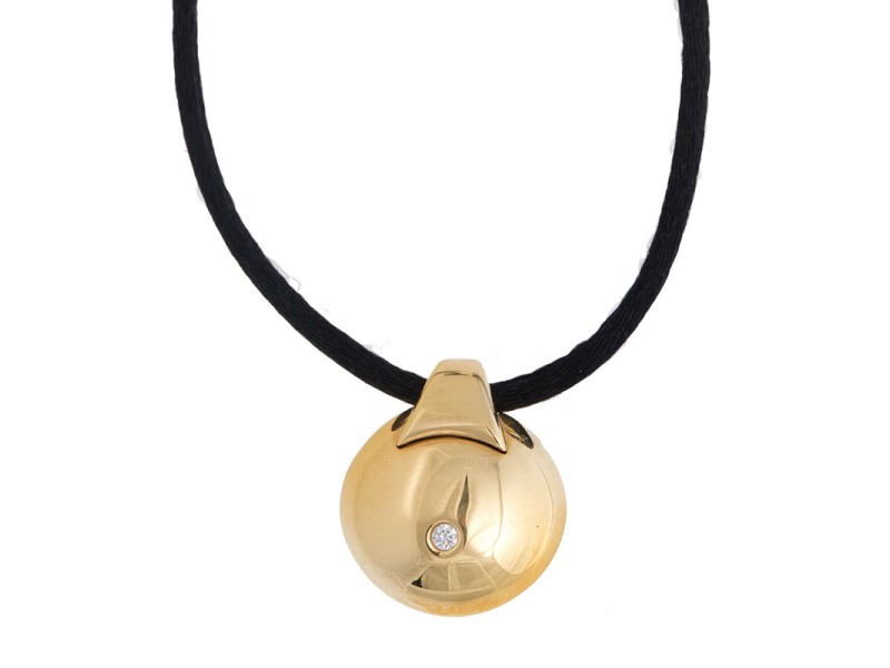 18K Yellow Gold, Diamond "Biseau" Pendant Necklace 