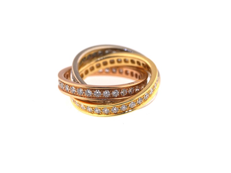 Cartier 18K White, Yellow, Rose Gold Diamond "Trinity" Diamond Ring