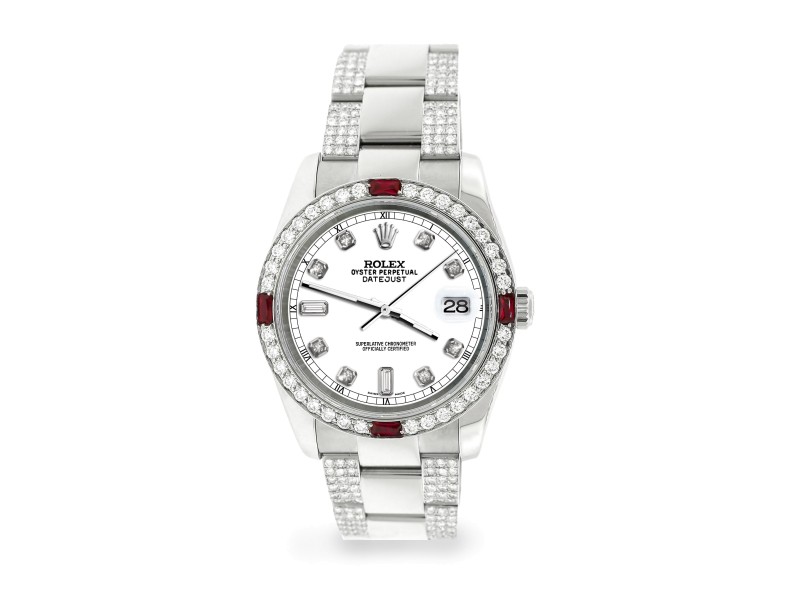 Rolex Datejust 116200 Steel 36mm Watch with 4.5Ct Diamond Bezel/Bracelet/White Diamond Dial