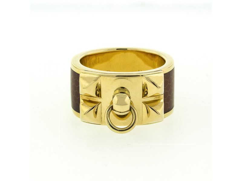 Hermes 18k Yellow Gold Diamond Ring