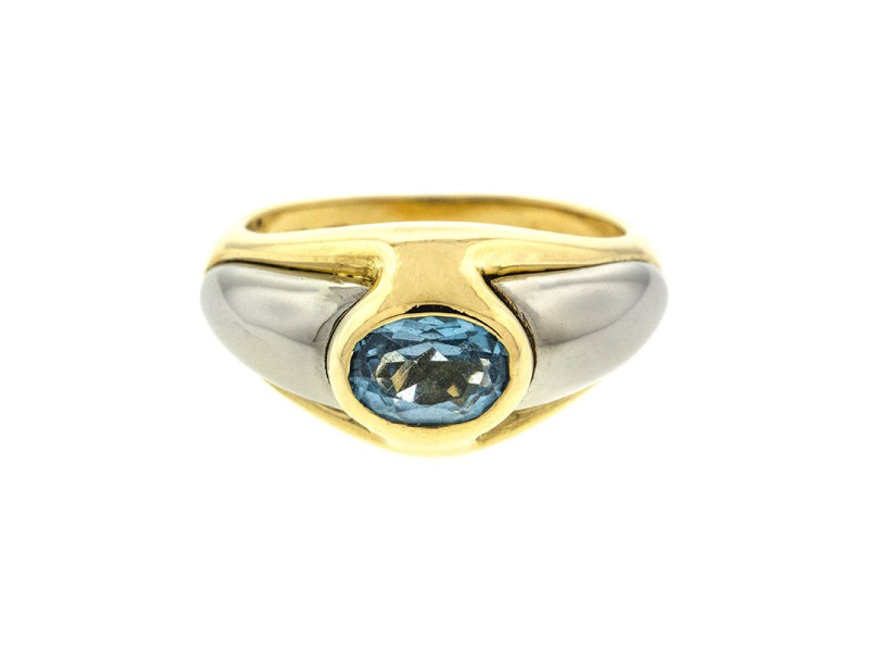 18k Yellow and White Gold Aquamarine Ring
