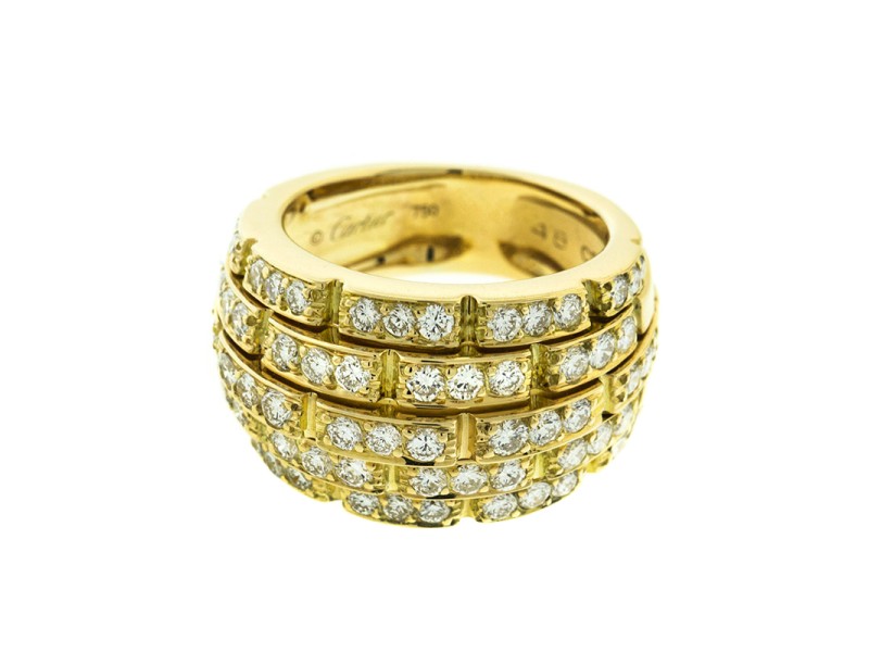 Cartier 18k Yellow Gold Link Diamond Ring