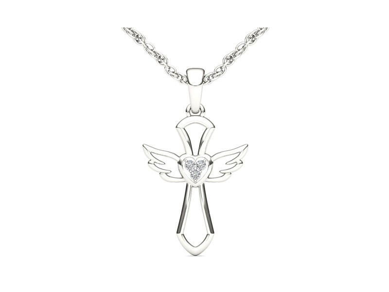 Diamond Accent Angel Necklace in 10K