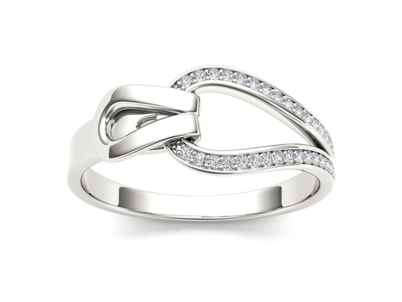 Diamond Accent Buckle Ring in 10K