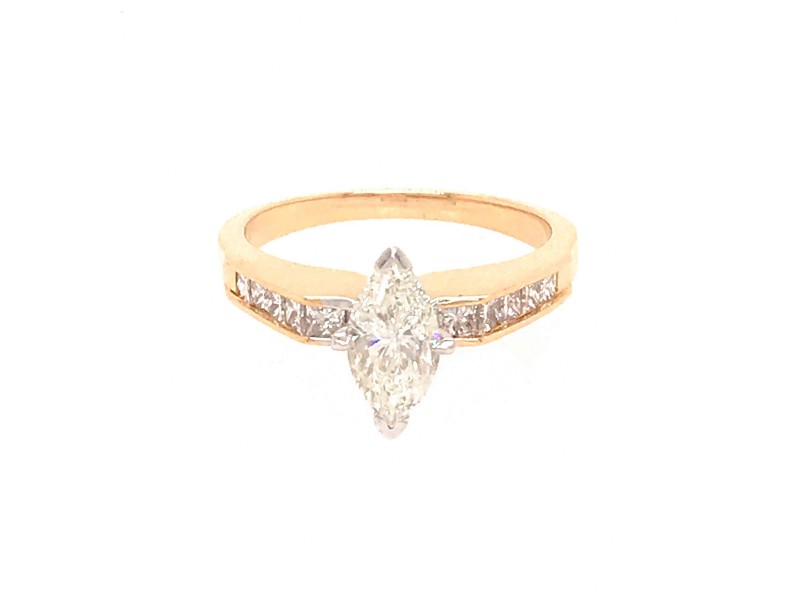 14k Yellow Gold 1.01 Carat Marquise Cut Diamond Engagement Ring