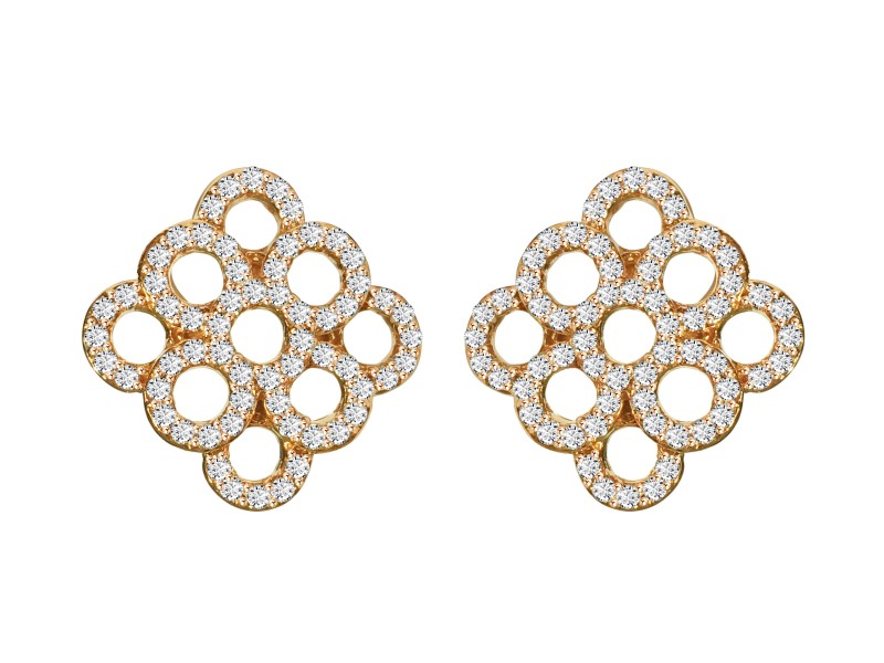 18k Rose Gold White Diamond Earrings