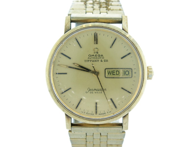 Vintage Omega Tiffany & Co. 35mm Gold Tone Watch 