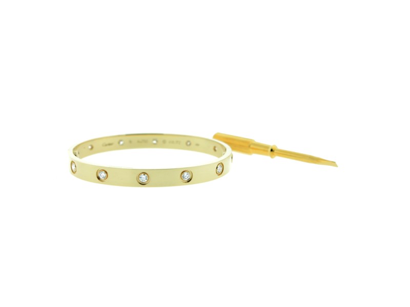 Cartier Love Bracelet B6040517 Yellow Gold 10 Diamond Size 17