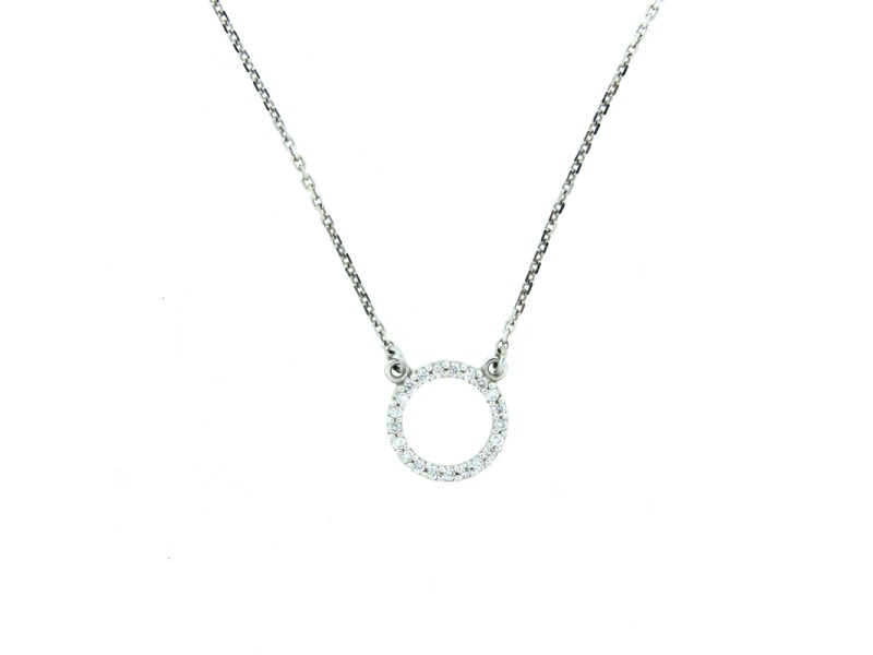 14k White Gold Life Circle Diamond Necklace 
