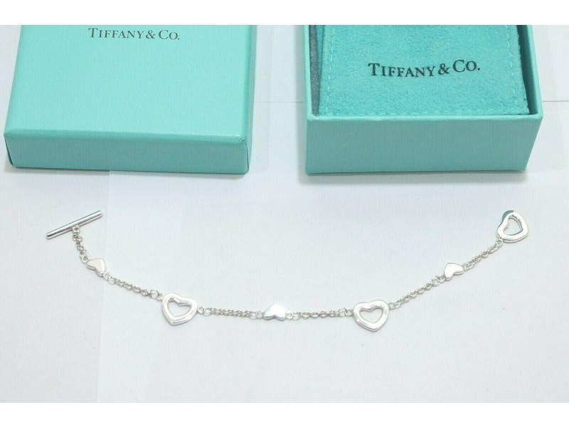 Tiffany & Co 925 Silver Heart Lariat Bracelet